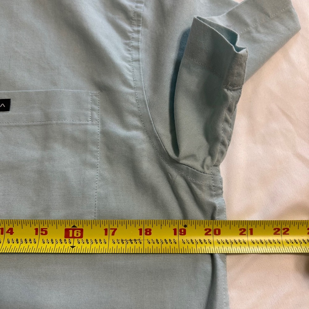 RVCA Mens Slim Fit Short Sleeve Button Down Oxford Shirt Sage Green MK526TLP M - Picture 4 of 8